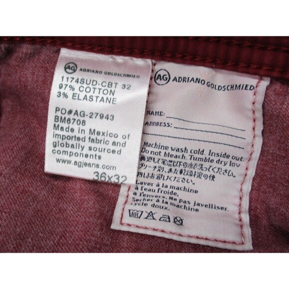 AG Adriano Goldschmied Pants Mens 36 Red Graduate Tailored Leg Chino 36x28 * - Picture 10 of 16